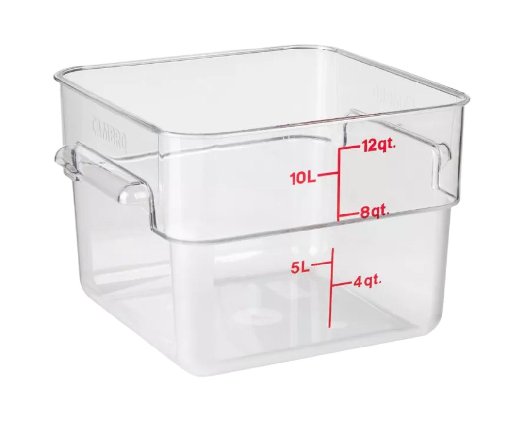 Square Food Storage Containers - 12 Quart, Clear