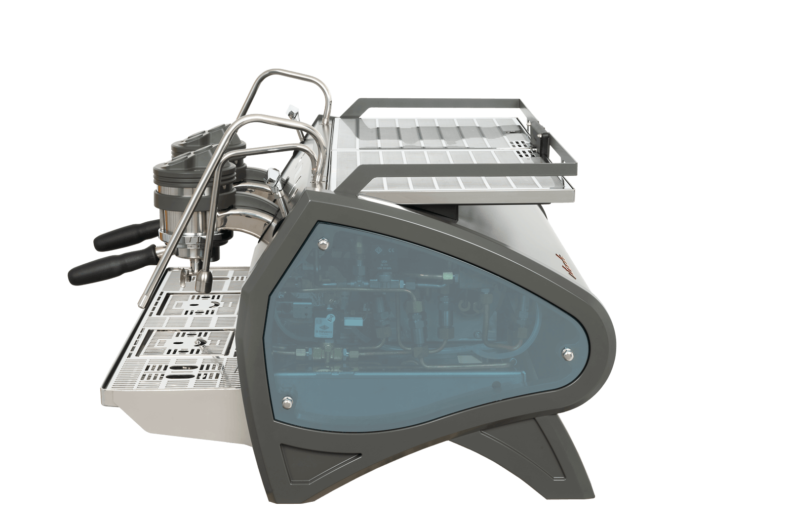 side of la marzocco espresso machine strada s with scales for commercial use