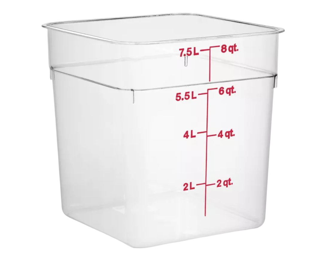 Square Food Storage Containers - 8 Quart, Clear