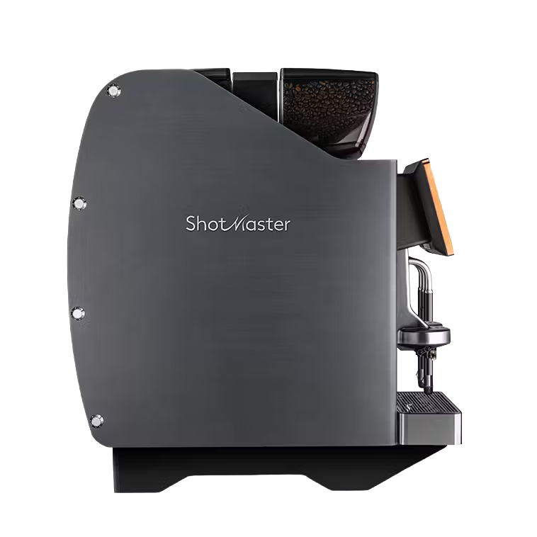 Black coffee machine with 'ShotMaster' Eversys branding. Shop commercial coffee systems by Better Brands Co